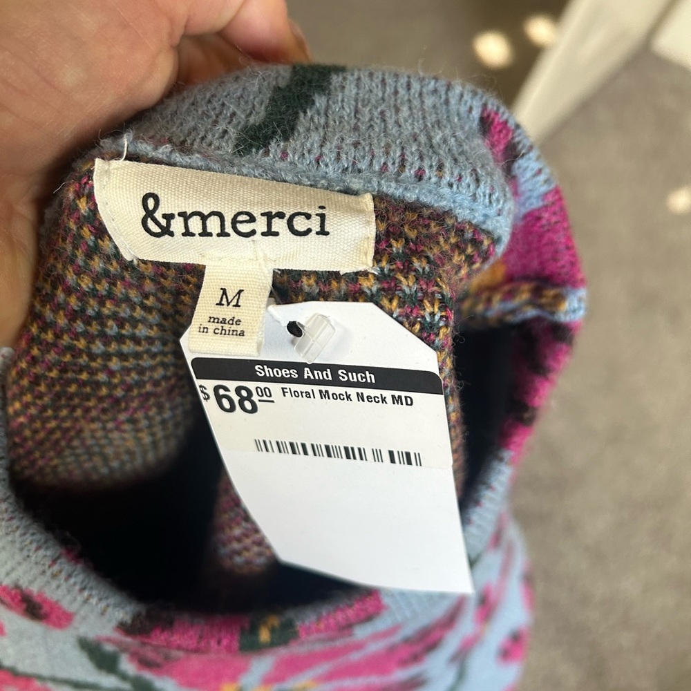NWT Floral Knit Sweater - Pink & Blue - GORGEOUS STANDOUT Periwinkle-ish Color😍 - Picture 5 of 5